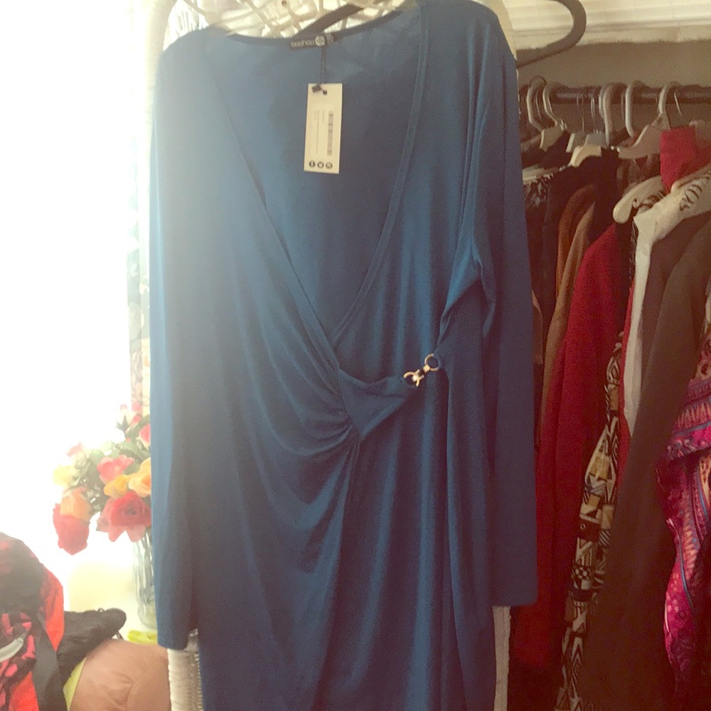 Teal Boohoo dress